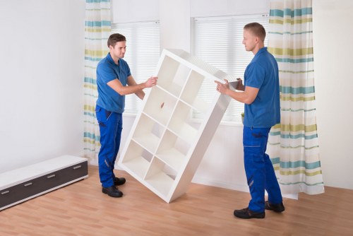Interior of a secure storage unit with shelves